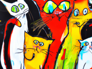 Capitvating Cat Wall Art Digital Print Abstract Cat 4A