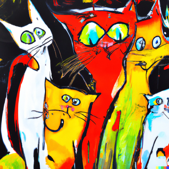 Capitvating Cat Wall Art Digital Print Abstract Cat 4A