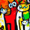 Capitvating Cat Wall Art Digital Print Abstract Cat 5