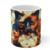 The Abstract Cat Ceramic Mugs Blue and Brown