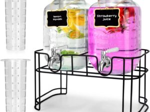 1 Gallon Glass Drink Dispensers For Parties 2PACK.Beverage Dispenser1