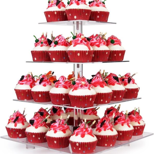 YestBuy Cupcake Stand, 4 Tier Acrylic Cupcake Tower Stand