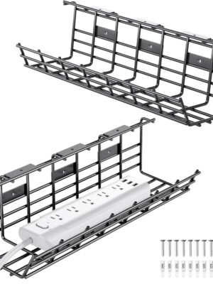 2 Pack DELAMU Under Desk Cable Management Tray