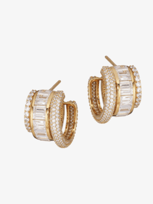 Adriana Orsini Stacked 18K Gold-Plated & Cubic Zirconia Triple-Hoop Earrings