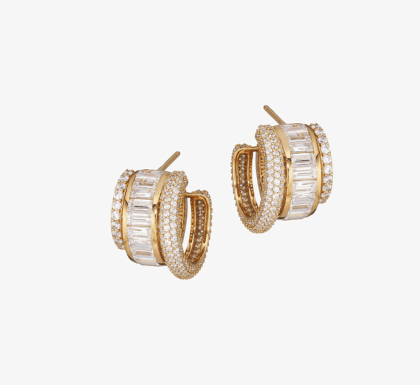 Adriana Orsini Stacked 18K Gold-Plated & Cubic Zirconia Triple-Hoop Earrings