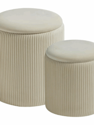 Round Set of 2 Ottoman with Storage-Upholstered Velvet Vanity Stool 69.99 https://amzn.to/3VEF0RK