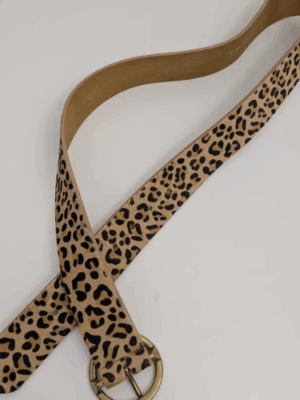 SE Genuine Leather Leopard Print Belt