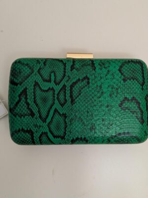 SE Shiraleah Green Snake-Print Clutch