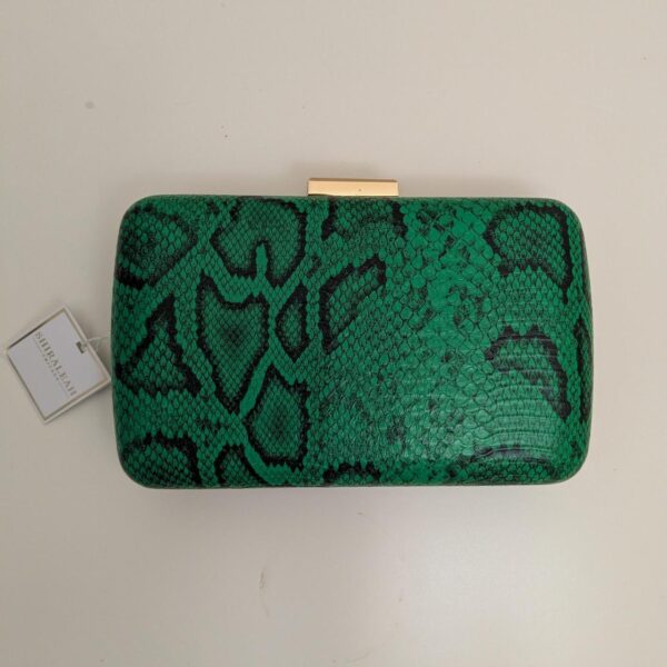 SE Shiraleah Green Snake-Print Clutch