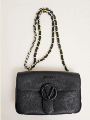 SE Valentino Black Pebbled Leather Crossbody