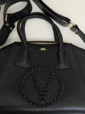 SE Valentino Black Studded Logo Tote Bag