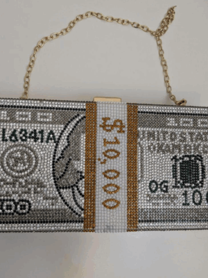 SE Money Stack Rhinestone Clutch Bag