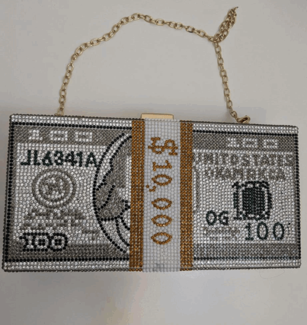 SE Money Stack Rhinestone Clutch Bag