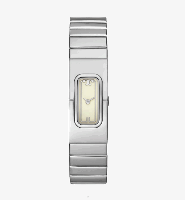 Tory Burch T Silvertone Stainless Steel Monolink Watch
