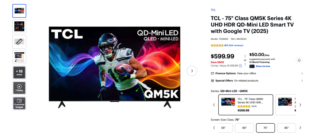 75" Class QM5K Series 4K UHD HDR QD-Mini LED Smart TV @ShoppingExclusives.com