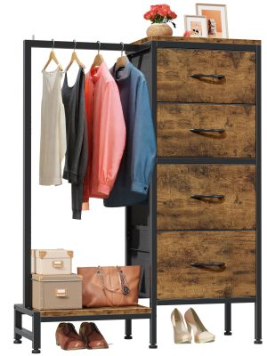 HIGDBFE Dresser with Hanging Rack