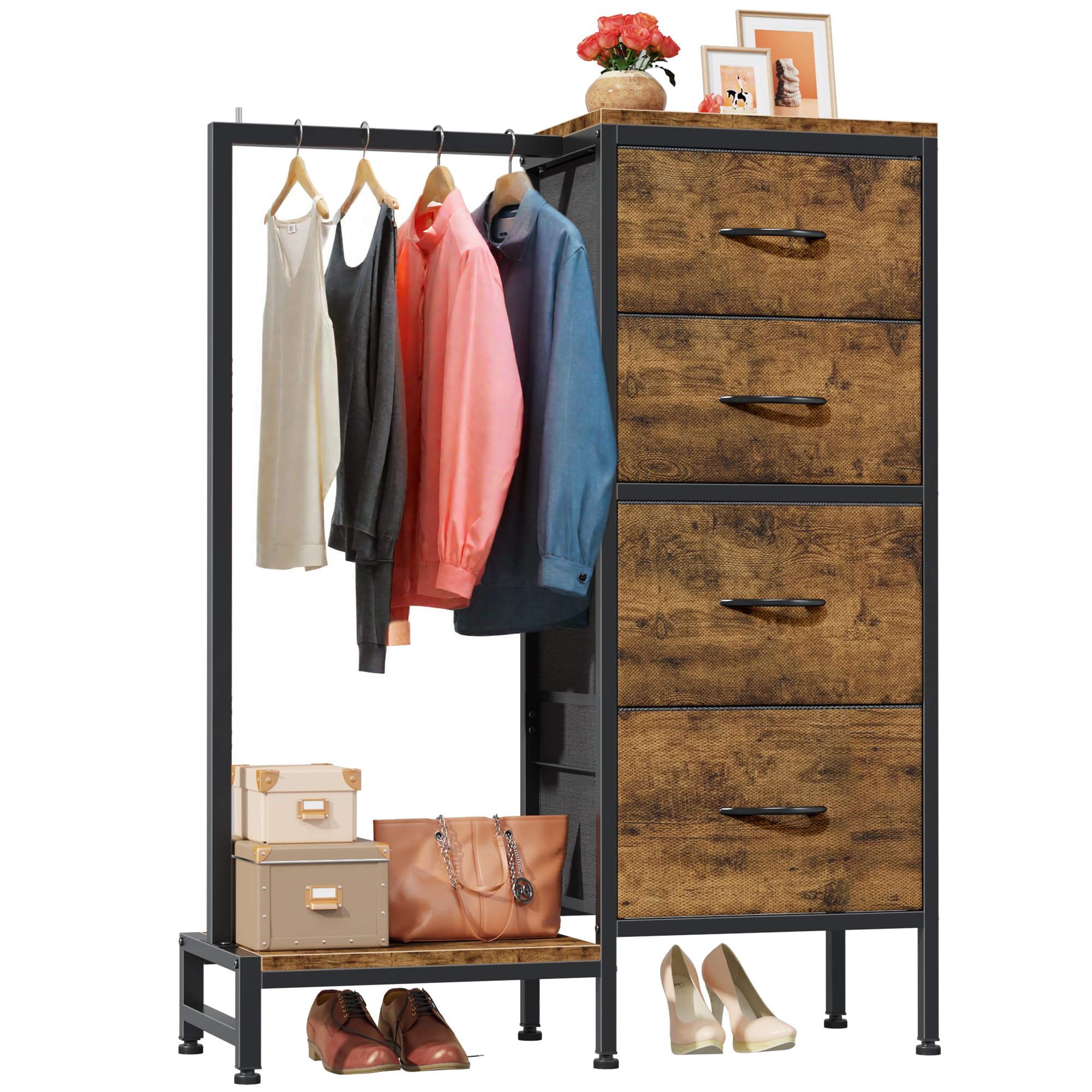 HIGDBFE Dresser with Hanging Rack