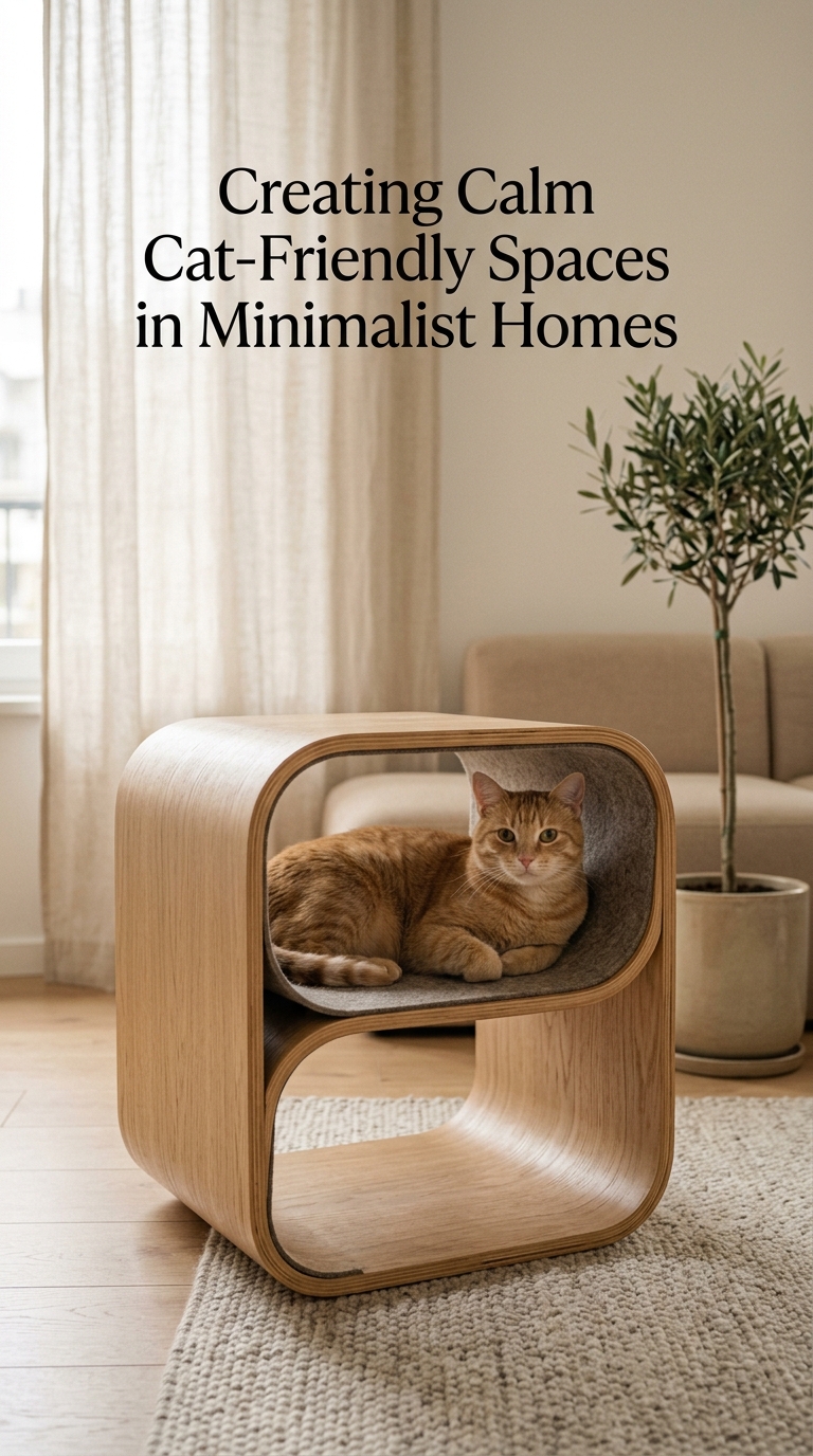 calm cat-friendly spaces — minimalist cat design — hidden litter box — Creating Calm Cat-Friendly Spaces in Minimalist Homes (in-article)